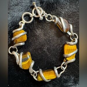 Unique Sterling silver and Tiger’s Eye bracelet